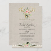 Invitation Déjeuner de mariée BOHO Feather Deer Antler Art Ro (Devant / Derrière)
