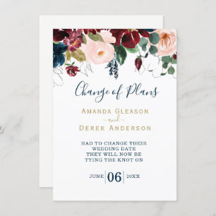 Invitation Déjeuner de mariée Burgundy, Rose et Bleu de minui