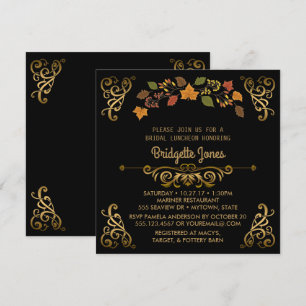 Invitation Déjeuner de mariée d'automne Gold Élégant Wedding