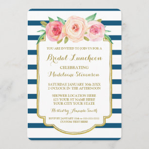 Invitation Déjeuner de mariée de la Marine rose or