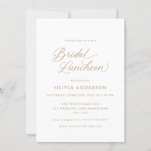 Invitation Déjeuner de mariée Gold Elegant Moderne Calligraph