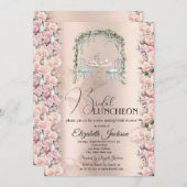 Invitation Déjeuner de mariée Rose de Tea Party (Devant / Derrière)