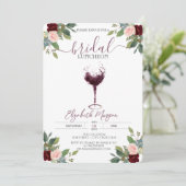 Invitation Déjeuner de mariée Rose en verre de vin de Bourgog (Debout devant)