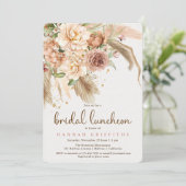 Invitation Déjeuner de mariée rose Pampas grass boho (Debout devant)