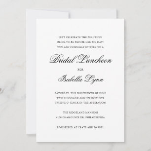 Invitation Déjeuner de mariée traditionnel noir et blanc