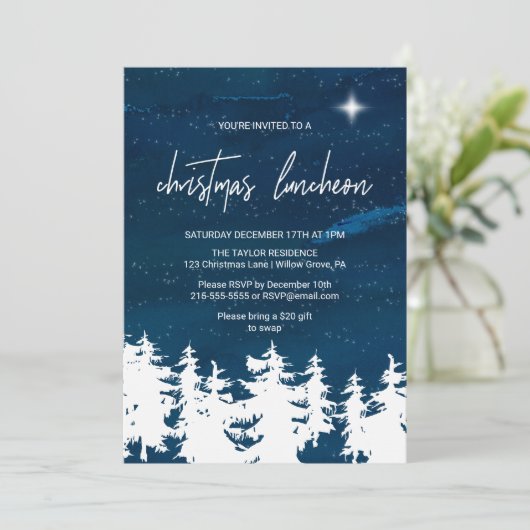 Invitation Déjeuner de Noël étoilé (Debout devant)