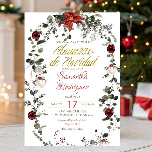 Invitation Déjeuner de Noël Floral d'Hiver