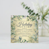 Invitation Déjeuner de Noël Floral d'Hiver Rustique (Debout devant)