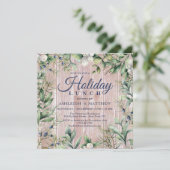 Invitation Déjeuner de Noël Floral Rustique d'hiver (Debout devant)