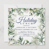 Invitation Déjeuner de Noël Floral Rustique d'hiver (Devant)
