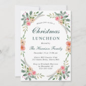 Invitation Déjeuner de Noël Florales d'hiver Verdure (Devant)