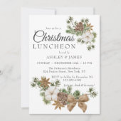 Invitation Déjeuner de Noël Party Coton Rustique et Pin (Devant)