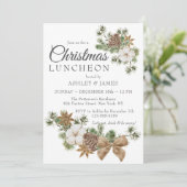 Invitation Déjeuner de Noël Party Coton Rustique et Pin (Debout devant)