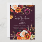 Invitation Déjeuner de nuptiale de Boho Russet foncé Floral B (Devant)
