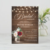 Invitation Déjeuner de nuptiale Rustique Bourgogne Floral Mas (Debout devant)