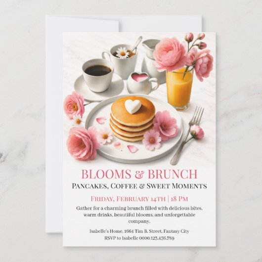 Invitation Déjeuner de pancakes Chéri - Saint-Valentin (Devant)