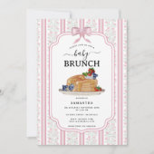 Invitation Déjeuner de Pancakes Rose Fleur Bébé (Devant)