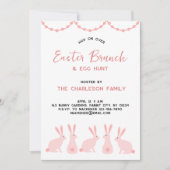 Invitation Déjeuner de Pâques avec un lapin mignon (Devant)
