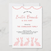 Invitation Déjeuner de Pâques avec un lapin mignon (Devant)