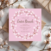 Invitation Déjeuner de Pâques botanique rose élégant
