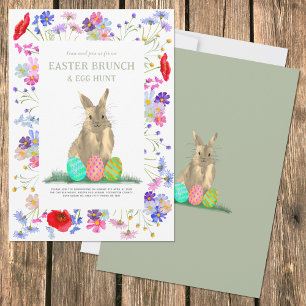 Invitation Déjeuner de Pâques Chasse aux œufs de Pâques Lapin