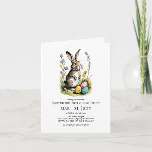 Invitation Déjeuner de Pâques & Chasse aux œufs   Lapin Wildf