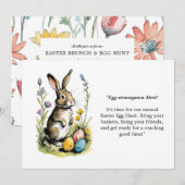 Invitation Déjeuner de Pâques & Chasse aux œufs | Lapin Wildf (Devant / Derrière)