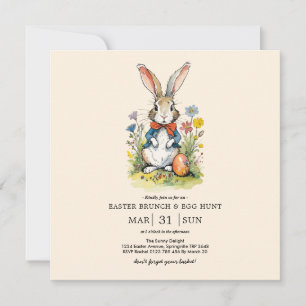 Invitation Déjeuner de Pâques & Chasse aux œufs Lapin Wildf
