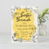 Invitation Déjeuner de Pâques chic jaune (Debout devant)