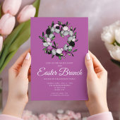 Invitation Déjeuner de Pâques Couronne Violette Moderne