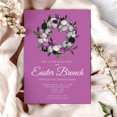 Invitation Déjeuner de Pâques Couronne Violette Moderne