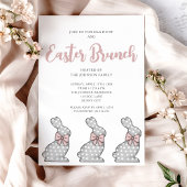 Invitation Déjeuner de Pâques de joli lapin rose