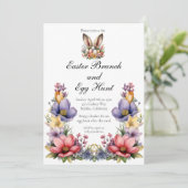 Invitation Déjeuner de Pâques et chasse aux œufs Floral (Debout devant)