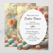 Invitation Déjeuner de Pâques Floral Pastel (Devant / Derrière)