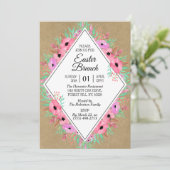 Invitation Déjeuner de Pâques kraft floral élégant (Debout devant)