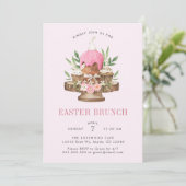 Invitation Déjeuner de Pâques Lapin Aquarelle Mignon (Debout devant)