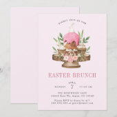 Invitation Déjeuner de Pâques Lapin Aquarelle Mignon (Devant / Derrière)