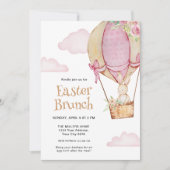 Invitation Déjeuner de Pâques lapin mignon aquarelle avec bal (Devant)