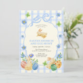 Invitation Déjeuner de Pâques lapin mignon et chasse aux œufs (Debout devant)