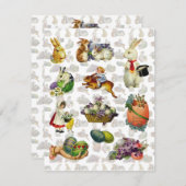 Invitation Déjeuner de Pâques vintage (Devant / Derrière)