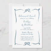 Invitation Déjeuner de répétition bleu Dusty avec ruban à mai (Devant)