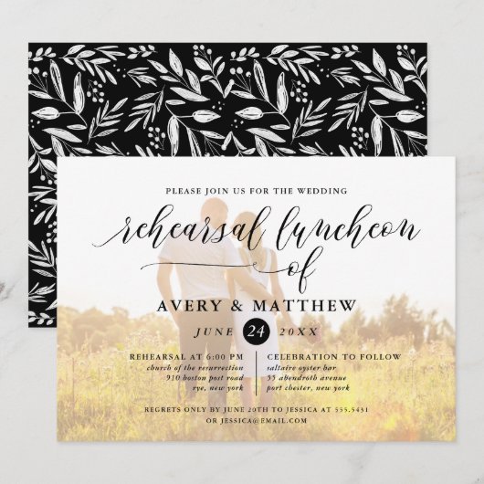 Invitation Déjeuner de répétition de la photographie de scrip (Devant / Derrière)