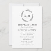 Invitation Déjeuner de répétition de monogramme de feuille no (Devant)