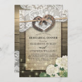 Invitation Déjeuner de répétition en bois rustique Hydrangea (Devant / Derrière)