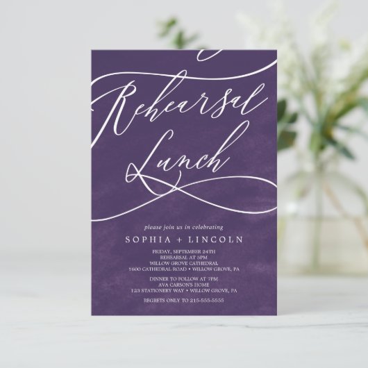 Invitation Déjeuner de répétition romantique avec aquarelle v (Debout devant)