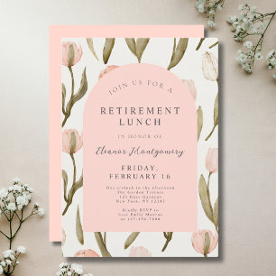 Invitation Déjeuner de retraite élégant aux fleurs roses