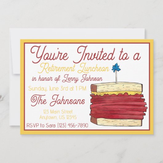 Invitation Déjeuner de retraite Pastrami Sandwich Deli (Devant)
