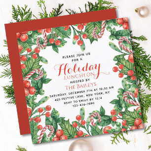 Invitation Déjeuner de vacances de Noël à l'aquarelle