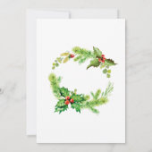 Invitation Déjeuner de vacances Red Holly Berry Noël (Dos)