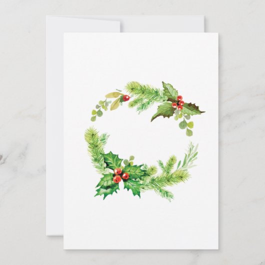 Invitation Déjeuner de vacances Red Holly Berry Noël (Dos)